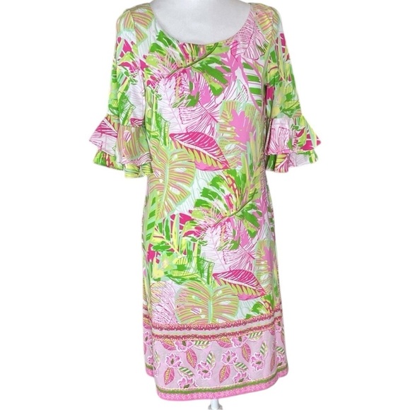 Pappagallo Erika Flutter Sleeve Tropical Mini Dress size S - Picture 1 of 8
